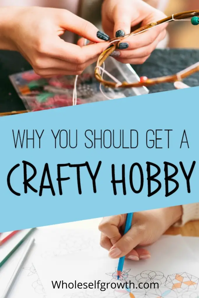 images of female hands doing crafty hobbies, with text overlay