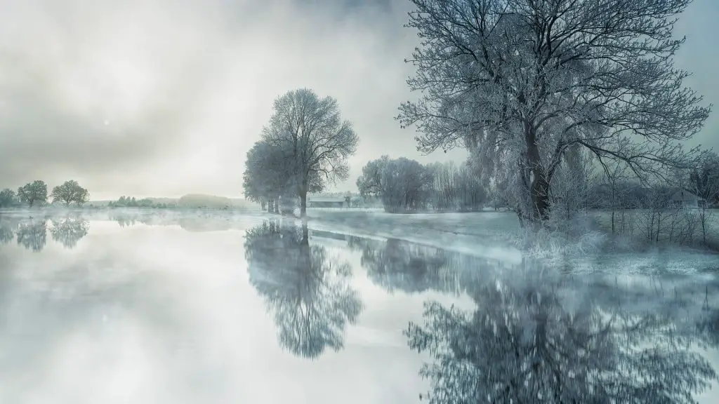 a lake landscape photo on a foggy morning